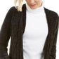 Karen Scott Cardigan Feminino Chenille Aberto na Frente Preto Tamanho Grande