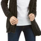 Karen Scott Cardigan Feminino Chenille Aberto na Frente Preto Tamanho Grande