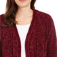 Karen Scott Cardigan Feminino Chenille Frente Aberta Vermelho Tamanho P