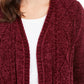 Karen Scott Cardigan Feminino Chenille Frente Aberta Vermelho Tamanho P