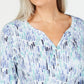 Karen Scott Blusa Henley Feminina Pequena com Estampa Aquarela Azul Tamanho P