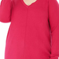 Karen Scott Suéter feminino plus size com decote em V rosa escuro tamanho 1X