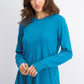 Karen Scott Suéter Feminino Gola Redonda Manga Longa Azul Tamanho Médio