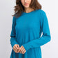 Karen Scott Suéter Feminino Gola Redonda Manga Longa Azul Tamanho P
