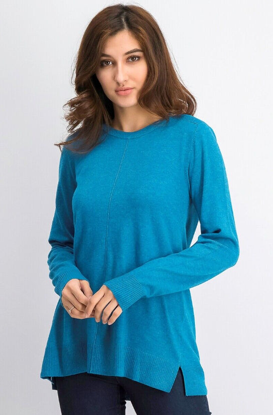 Karen Scott Suéter Feminino Gola Redonda Manga Longa Azul Tamanho P