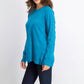 Karen Scott Suéter Feminino Gola Redonda Manga Longa Azul Tamanho P