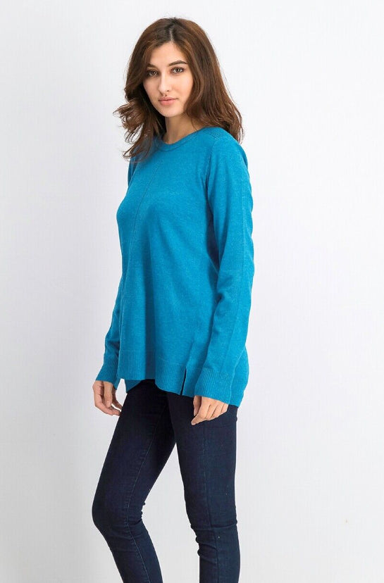 Karen Scott Suéter Feminino Gola Redonda Manga Longa Azul Tamanho P