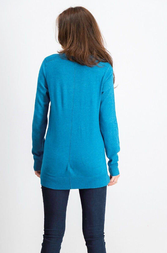 Karen Scott Suéter Feminino Gola Redonda Manga Longa Azul Tamanho P