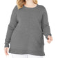 Karen Scott Suéter feminino plus size com decote redondo e costura, cinza, tamanho extra grande