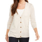 Cardigan feminino de lã merino com decote em V, bege, tamanho médio, Charter Club