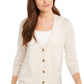 Cardigan feminino de lã merino com decote em V, bege, tamanho médio, Charter Club