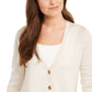 Cardigan feminino de lã merino com decote em V, bege, tamanho médio, Charter Club