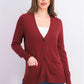 Cardigan feminino de lã merino com decote em V, vermelho, tamanho médio, Charter Club