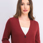 Cardigan feminino de lã merino com decote em V, vermelho, tamanho médio, Charter Club