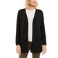 Cardigan feminino Charter Club Milano Cotton com abertura frontal, cor carvão, tamanho pequeno
