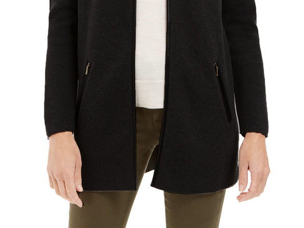 Cardigan feminino Charter Club Milano Cotton com abertura frontal, cor carvão, tamanho pequeno