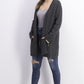 Cardigan feminino Charter Club Milano Cotton com abertura frontal, cor carvão, tamanho grande