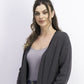 Cardigan feminino Charter Club Milano Cotton com abertura frontal, cor carvão, tamanho grande