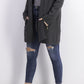 Cardigan feminino Charter Club Milano Cotton com abertura frontal, cor carvão, tamanho grande