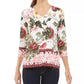 Charter Club Feminino Garden Estampado Gola V Top Branco Tamanho Grande