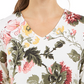 Charter Club Feminino Garden Estampado Gola V Top Branco Tamanho Médio