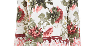 Charter Club Feminino Garden Estampado Gola V Top Branco Tamanho Médio