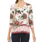 Charter Club Top feminino pequeno com estampa floral, branco, tamanho pequeno