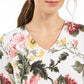 Charter Club Top feminino pequeno com estampa floral, branco, tamanho pequeno