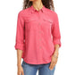 Camisa feminina Charter Club com dois bolsos, rosa, tamanho pequeno