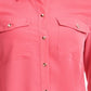 Camisa feminina Charter Club com dois bolsos, rosa, tamanho pequeno
