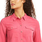 Camisa feminina Charter Club com dois bolsos, rosa, tamanho X-S