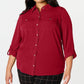 Camisa feminina plus size com botões frontais Charter Club, vermelha, tamanho XX-G