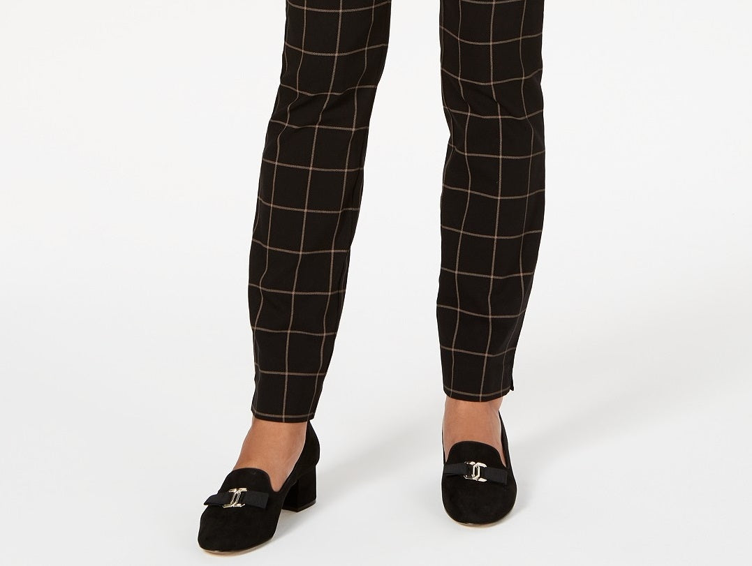 Calça feminina Charter Club Windowpane preta CMB tamanho 8