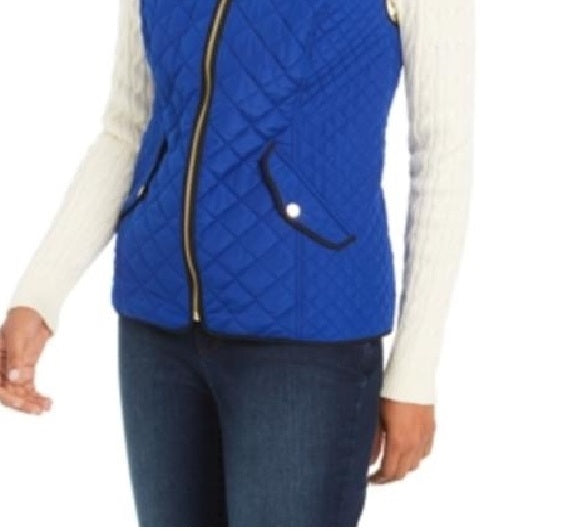 Colete feminino acolchoado com gola alta Charter Club, tamanho extra grande, azul