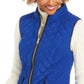 Colete feminino acolchoado com gola alta Charter Club, tamanho médio, azul, grande