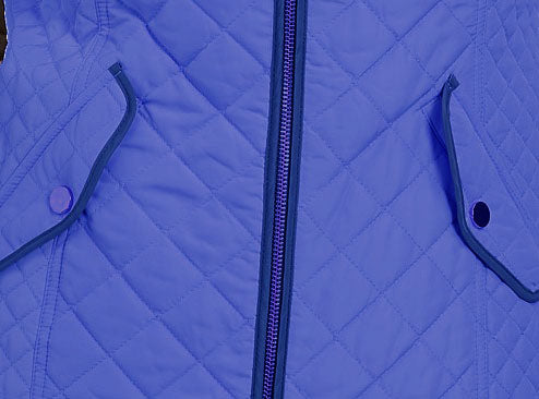Colete feminino acolchoado com gola alta Charter Club, tamanho médio, azul