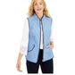 Colete feminino acolchoado com gola alta Charter Club, tamanho médio, azul, extra pequeno