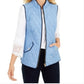 Colete feminino acolchoado com gola alta Charter Club, tamanho médio, azul, extra pequeno
