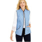 Colete feminino acolchoado com gola alta Charter Club, azul, tamanho XX-G