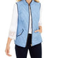 Colete feminino acolchoado com gola alta Charter Club, azul, tamanho XX-G
