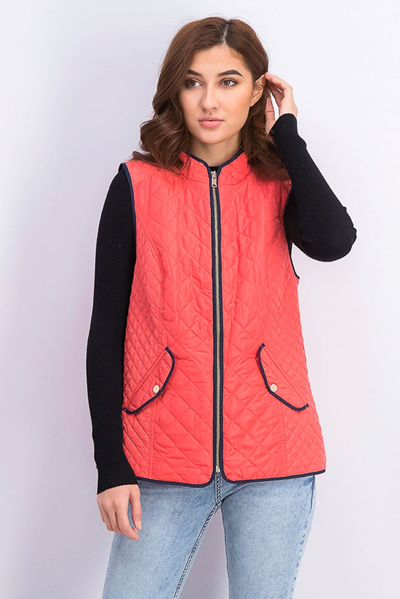 Colete feminino acolchoado com gola alta Charter Club laranja tamanho pequeno