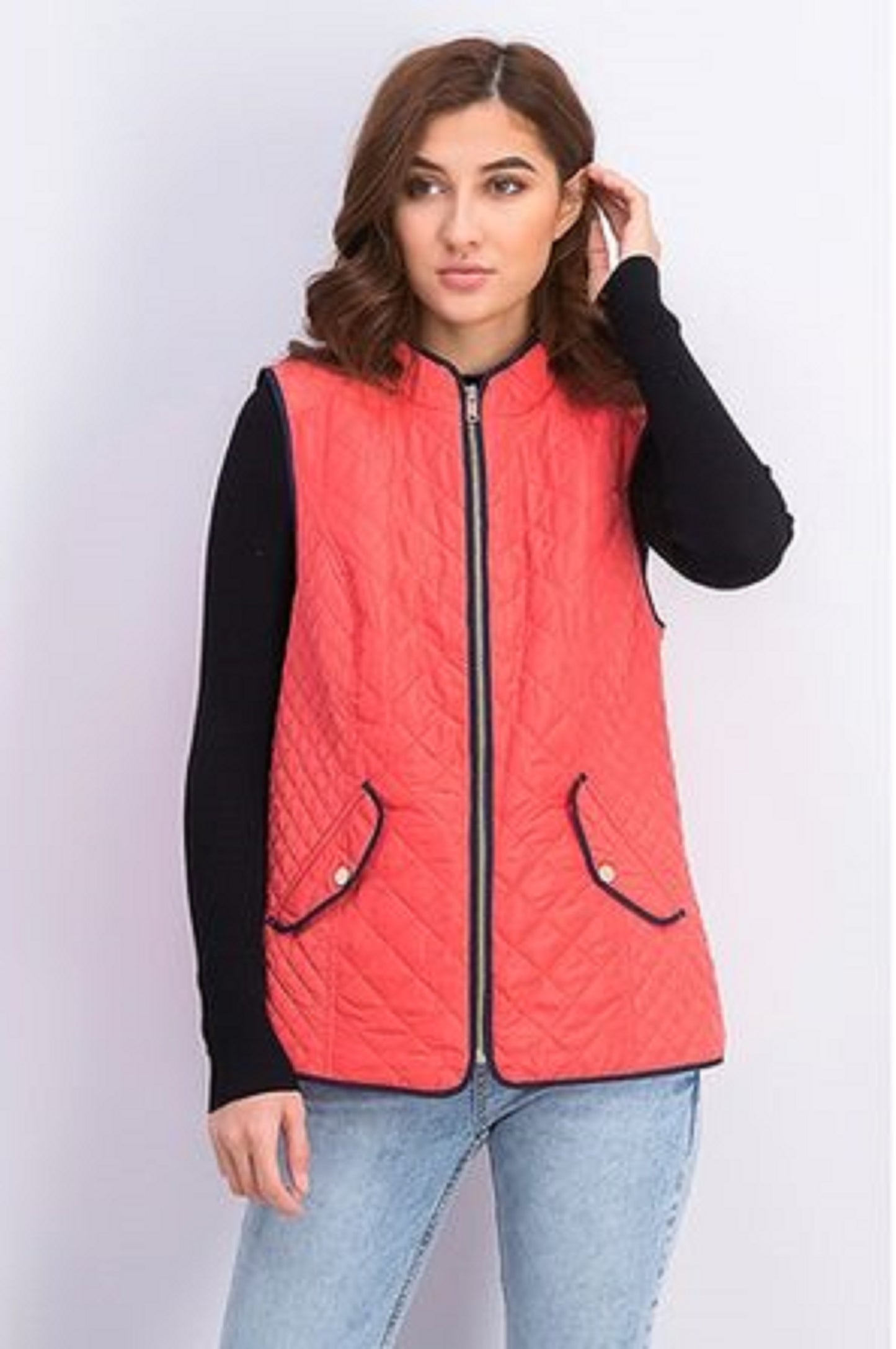 Colete feminino acolchoado com gola alta, tamanho laranja, extra grande, Charter Club
