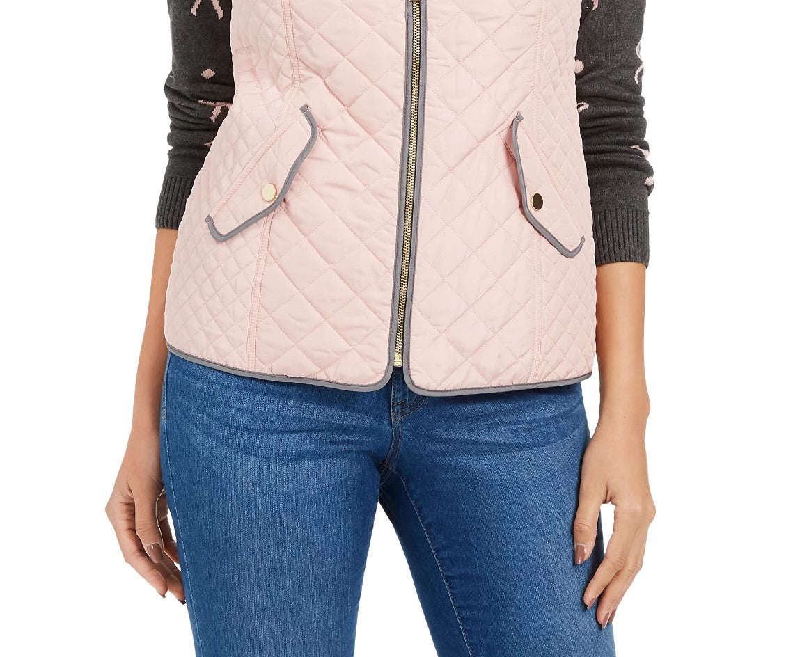 Colete feminino acolchoado com gola alta Charter Club, rosa, tamanho médio