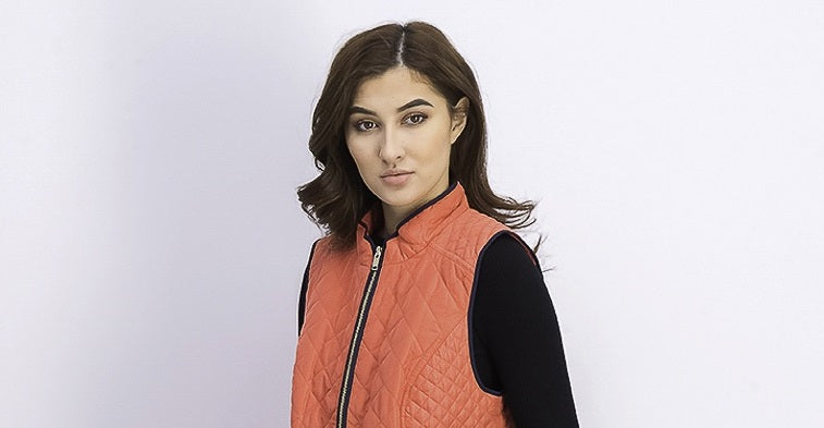 Colete feminino acolchoado com gola alta Charter Club, tamanho grande, coral