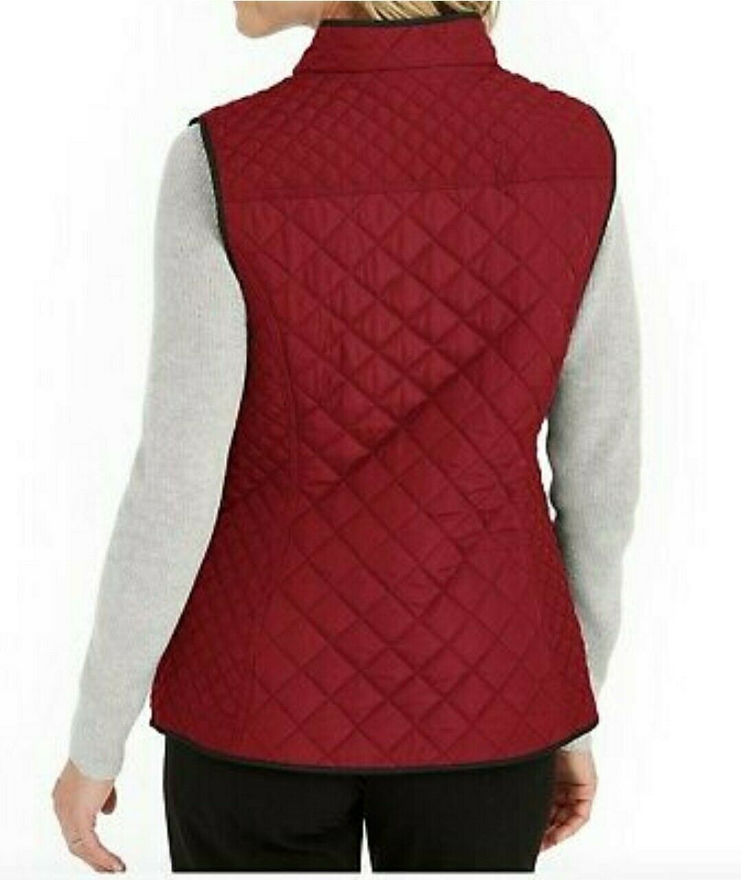 Colete feminino acolchoado com gola alta Charter Club, vermelho, polonês, tamanho médio