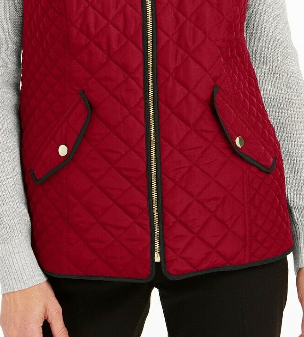 Colete acolchoado masculino Charter Club com gola alta, vermelho, tamanho grande