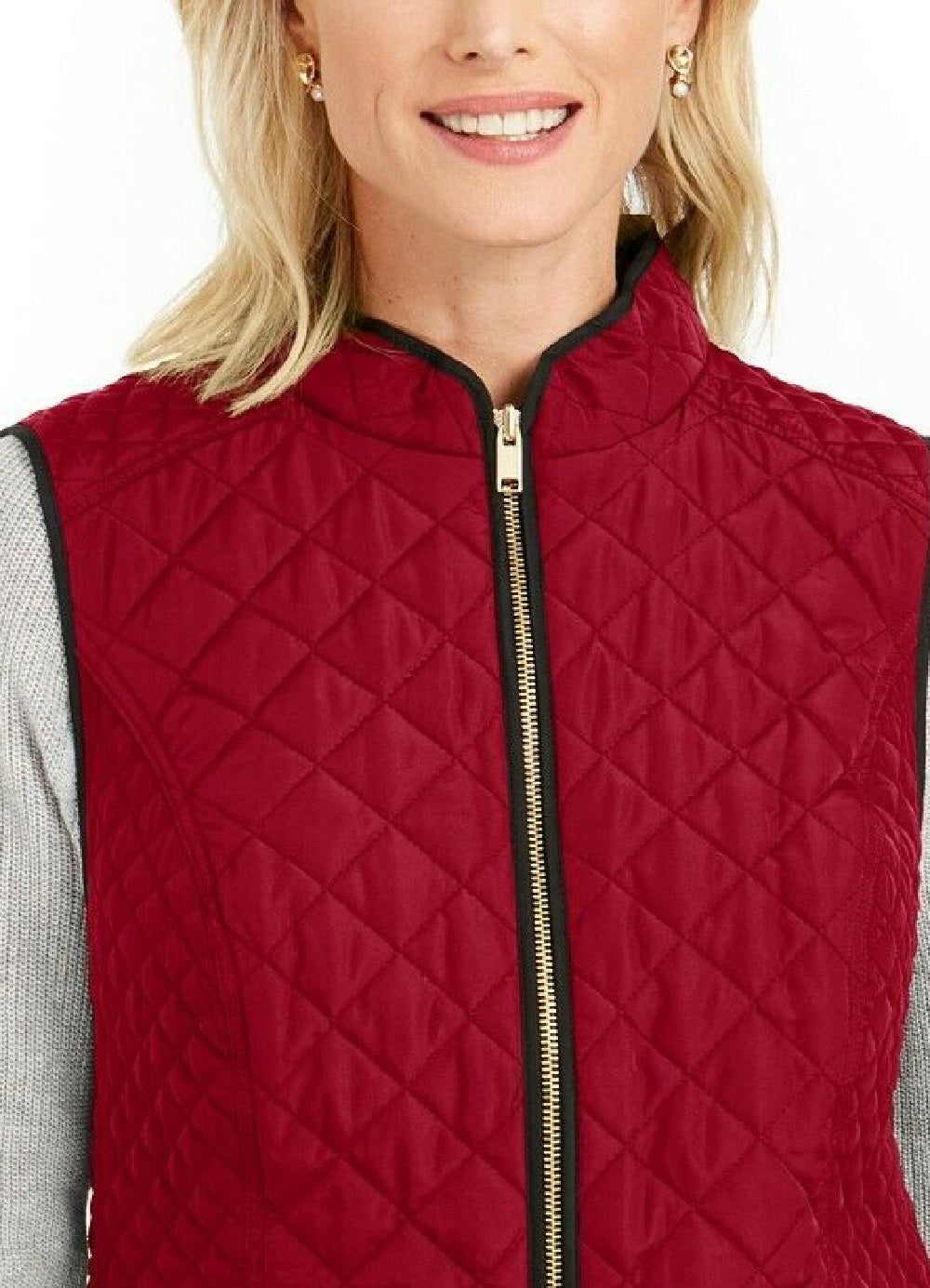 Colete acolchoado masculino Charter Club com gola alta, vermelho, tamanho grande