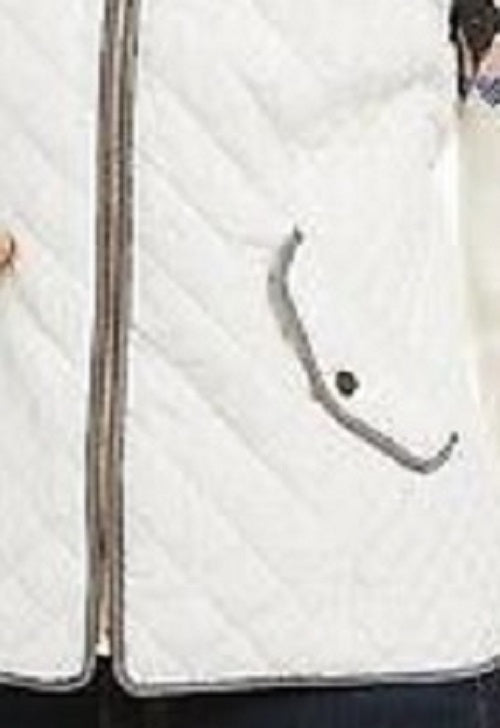 Colete feminino acolchoado com gola alta Charter Club, tamanho grande, branco