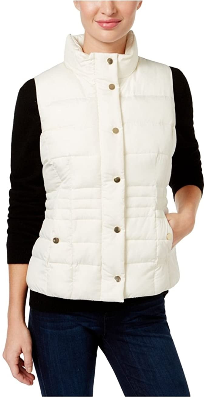 Colete feminino acolchoado com gola alta Charter Club, branco, tamanho pequeno