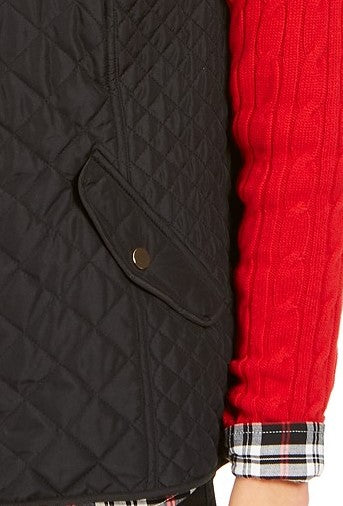 Colete feminino Charter Club Petite de algodão acolchoado com zíper frontal, tamanho pequeno, preto